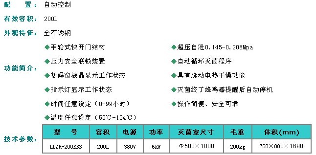 上海申安医疗器械/不锈钢立式大容積壓力蒸汽灭菌器LDZH-200KBS