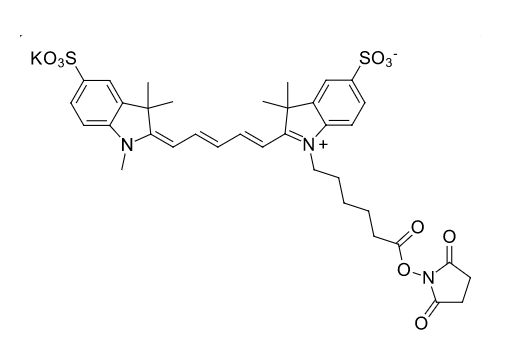 磺酸基-Cy5-N-羟基琥珀酰亚胺酯.png cas:2230212-27-6|Sulfo-Cy5 NHS ester|水溶性Cy5-琥珀酰亚胺
