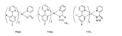 铱配合物|有机电致蓝色磷光材料  FIrpic, Flrtaz, FIrN4, Ir(ppy)p(n-Bu)2CN, (CF3ppy)3Ir(pic)2, Ir(PPE)2PZ