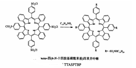 meso-四(4-N十四胺基磺酰苯基)四苯并卟啉啉(TTASPTBP)及其铁、钴、镍、锌的配合物