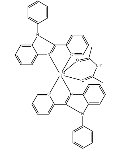 关于金属配合物Ir(pbi)2(acac)，cas725251-25-2，乙酰丙酮酸二(1,2-二苯基苯并咪唑-C2,N)合铱(III)的简单描述