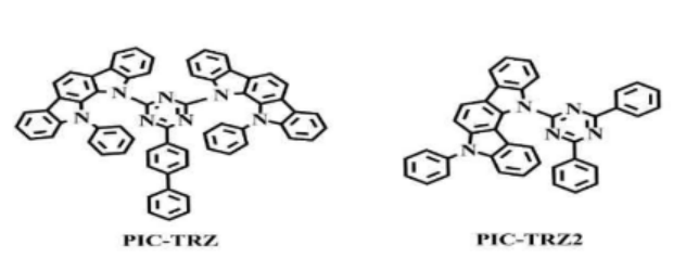 基于三嗪基团的蓝光TADF发光材料PIC-TRZ，PIC-TRZ2，CC2TA，BCzT，CzT分子