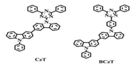 基于三嗪基团的蓝光TADF发光材料PIC-TRZ，PIC-TRZ2，CC2TA，BCzT，CzT分子