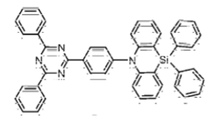 深蓝色延迟荧光材料TADF分子DTPDDA的结构式以及光电性质