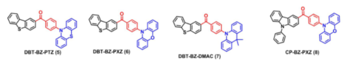 聚集诱导延迟荧光（AIDF）材料PIZ-XT，PT2-BP，m-DTPACO，p-DTPACO，DBT-BZ-PTZ ，DBT-BZ-PXZ，DBT-BZ-DMAC，CP-BZ-PXZ