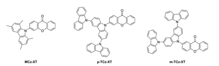 基于蒽醌、苯基、二苯甲酮和呫吨酮的TADF材料MCz-XT，p-TCz-XT，m-TCz-XT的研究进展