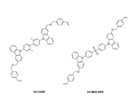 用于TADF应用的可交联主体 ( DV-CDBP ) 和发射体 ( DV-MOC-DPS ) 前体