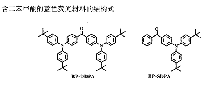 TADF蓝色荧光材料：D-A型荧光分子BP-SDPA以及D-A-D型荧光分子BP-DDPA的合成与及结构式