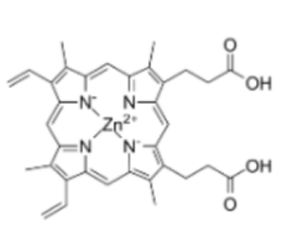 Cas:15442-64-5|锌(II)原卟啉IX|inc protoporphyrin|分子量626.051