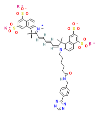 sulfo-Cyhaiine5.5 tetrazine | sulfo-Cy5.5 tetrazine | 水溶磺化Cy5.5四嗪 | Cy5.5-TZ 荧光染料