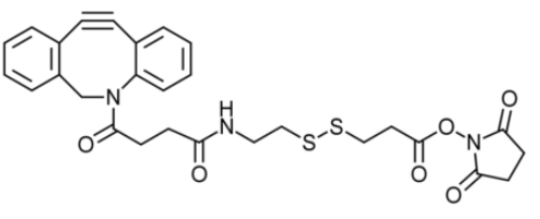 DBCO-SS-NHS的分子式:C28H27N3O6S2，分子量:565.66