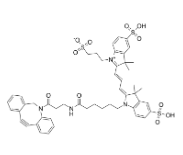 Sulfo-Cy3 DBCO CAS:1782950-79-1是 Cyhaiine3 fluorophore 的衍生物，是一种 pH (4-10) 不敏感的橙红色荧光染料