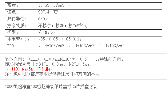 锗(Ge) 单晶 &lt;100&gt;取向晶体基片