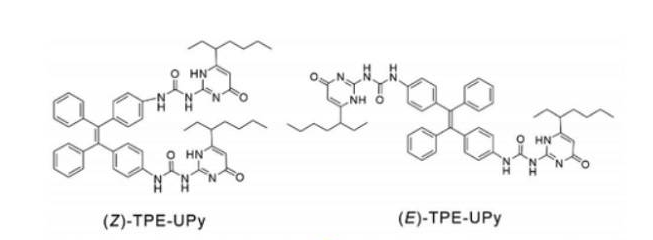 带你了解几种常见的AIE材料（TPE-DDBC、TPE-DBA、TPE-Q19、(Z)-TPE-UPy和(E)-TPE-UPy）的分子结构式
