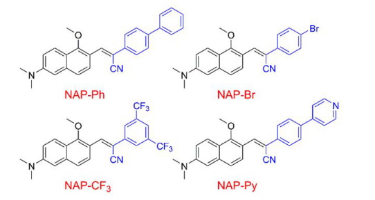 合成基于萘的给体-受体新型双光子AIEgens体（NAP-CF3、NAP-Py、NAP-Ph、NAP-Br）
