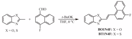 二芳基乙烯类酸致变色材料氟代萘乙烯基苯并唑BO1N4F和氟代萘乙烯基苯并噻唑BT1N4Fβ-型二聚体（定制）