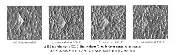 真空中不同温度下热处理的无Ti底层的DLC薄膜形貌的AFM像