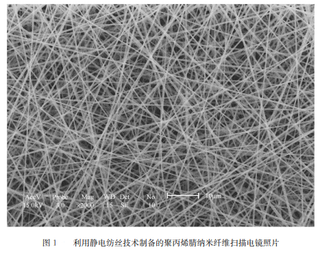 利用静电纺丝技术制备的无纺布形式的聚合物纳米纤维膜的典型形貌