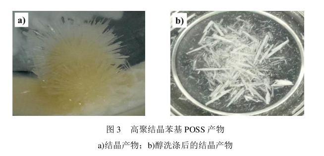 白色针状固体高聚结晶苯基POSS的合成制备及反应机理(含红外图谱/质谱图/电镜图谱)