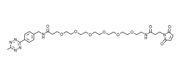 Methyltetrazine-PEG6-Mal酯是含有马来酰亚胺基团和NHS酯基团的PEG衍生物。