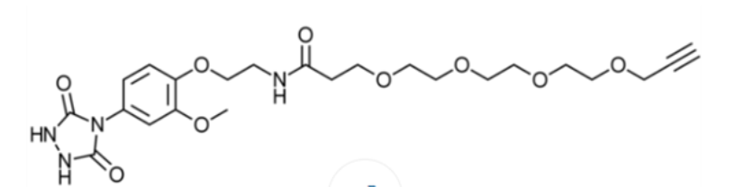 PTAD-PEG4-alkyne是一种异双功能连接子，其中包含用于酪氨酸点击反应的PTAD部分和用于点击化学的炔基