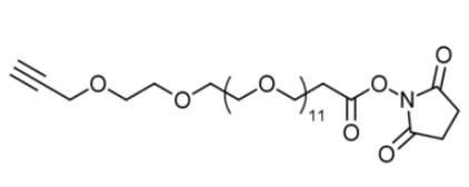 Alkyne-PEG13-NHS，炔-PEG是一类含三键的PEG交联剂,在温和条件下对叠氮基发生反应