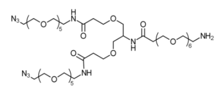 Amino-PEG6-bis-PEG5-azide   PEG是经环氧乙烷聚合而成的，相对分子量在200～8000或者8000以上的乙二醇高聚物