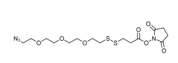 Azido-PEG3-SS-NHS的分子式:C15H24N4O7S2，分子量:436.51