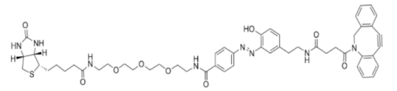 Diazo Biotin DBCO，重氮生物素DBCO包含生物素部分，通过连二亚硫酸钠（Na2S2O4）可裂解重氮连接体与DBCO基团连接