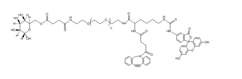 DBCO-PEG-glucose-fitc,绿色荧光fitc修饰的DBCO-PEG-葡萄糖