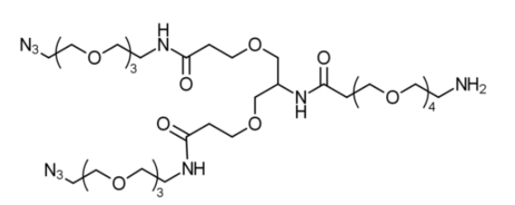 Amino-PEG4-bis-PEG3-azide   PEG是经环氧乙烷聚合而成的，相对分子量在200～8000或者8000以上的乙二醇高聚物