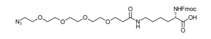Azido-PEG4-amido-Lys(Fmoc)-acid，PEG是经环氧乙烷聚合而成的，相对分子量在200～8000或者8000以上的乙二醇高聚物