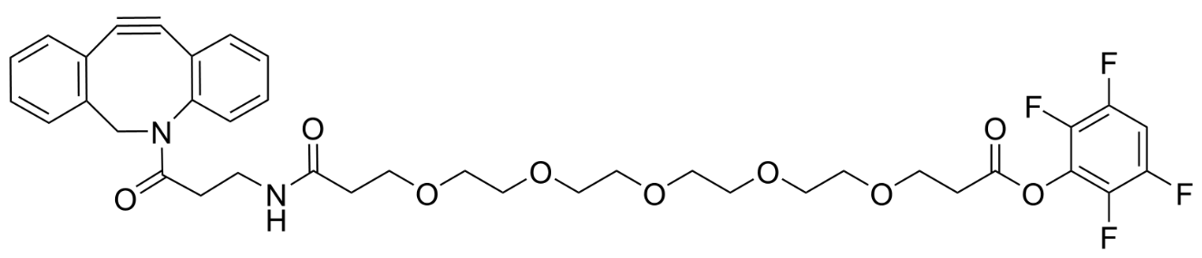 DBCO-PEG5-TFP Ester的分子式:C38H40F4N2O9，分子量:744.27