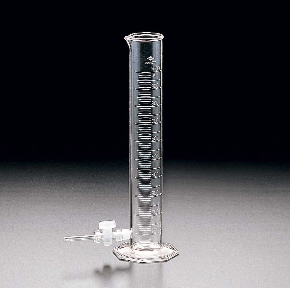 附活栓量筒2L(刻度(ml):20、口内径:80)