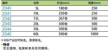 圆形标本瓶10L（外径（mm）：250φ，高（mm）：250）