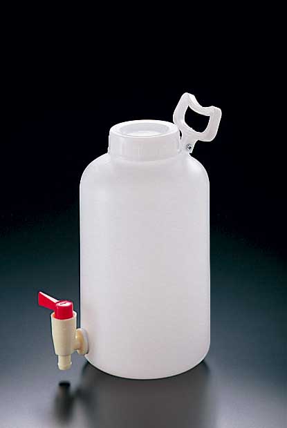 PE附水龙头手提广口瓶(容量:10L,两个提手,螺旋水龙头大小:20A)