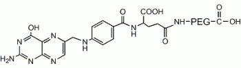 Folic acid PEG acid, Folate-PEG-COOH           Cat. No. PG2-CAFA-10k     10000 Da    25 mg