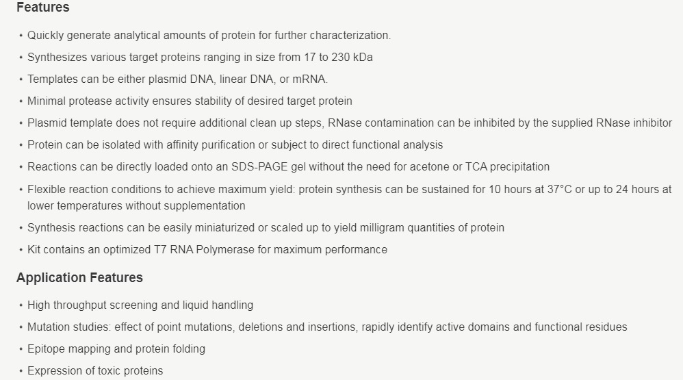 NEBExpress™ Cell-free E. coli Protein Synthesis System            货   号                  #E5360L